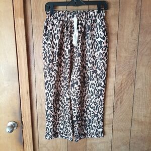 Leopard Print Drawstring Waist Lounge Pants Women’s Size L Relaxed Fit